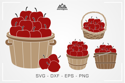 Apple Basket Harvest Autmn Fall Svg Design