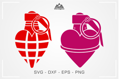 Grenade Heart Love Valentine Svg Design