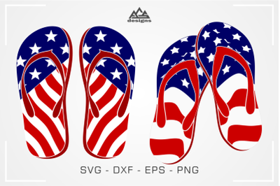 Usa Flag Flip Flop Svg Design