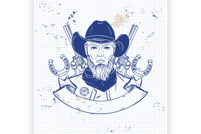 Hand drawn sketch cowboy