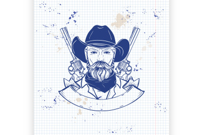 Hand drawn sketch cowboy