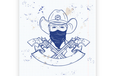 Hand drawn sketch cowboy