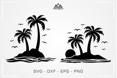 Palm Tree By The Sea Decal Svg Design