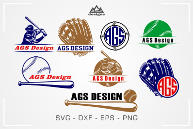 Baseball Player Sport Monogram Frame Svg Design