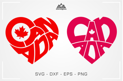 Canada Heart Love Svg Design