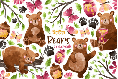 Bears Watercolor Cliparts
