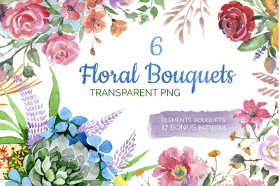 Bouquet of flowers Bright dreams watercolor png