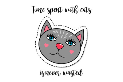 Fashion patch element grey cat