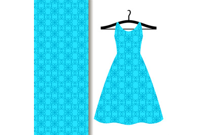 Dress fabric pattern with blue pattern