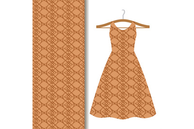 Dress fabric with brown geometric pattern