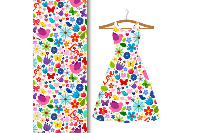 Dress fabric pattern with spring pattern