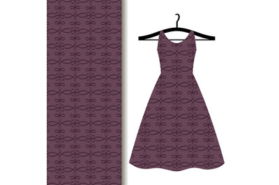 Dress fabric with purple geometric pattern