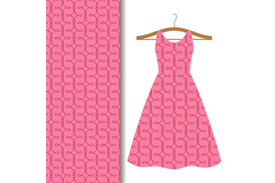 Women dress fabric pink geometric pattern