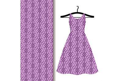 Dress fabric with purple geometric pattern