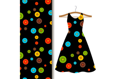 Women dress fabric pattern with buttons