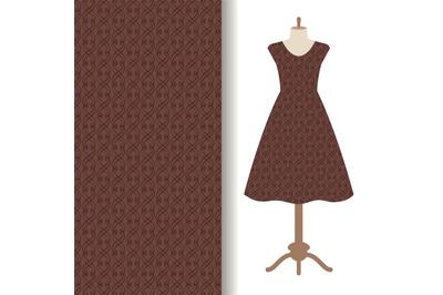 Dress fabric with abstract brown pattern