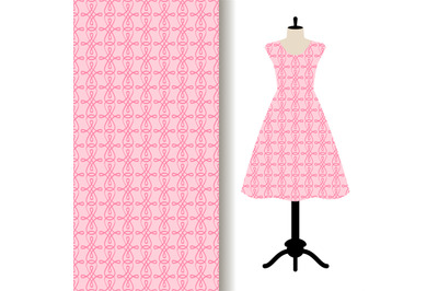 Women dress fabric with pink pattern