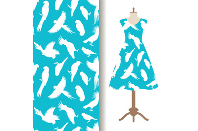 Womens dress fabric pattern with birds