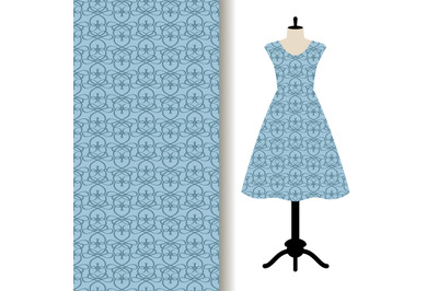 Dress fabric with blue royal pattern