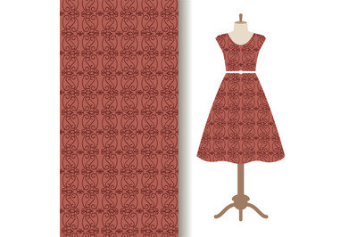 Women dress fabric with brown pattern