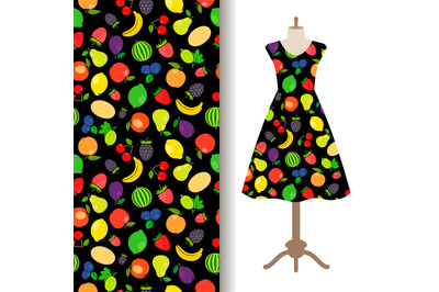 Women dress fabric with fruit pattern