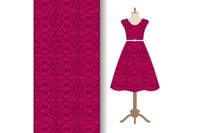 Dress fabric with pink royal pattern