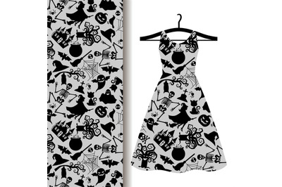 Women dress fabric with halloween symbols