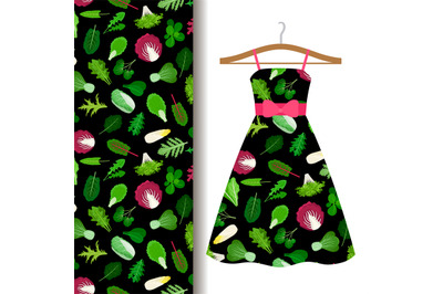 Women dress fabric pattern with vegetables