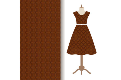 Dress fabric with brown arabic pattern