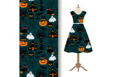 Womens dress fabric with halloween pattern