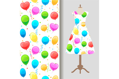 Dress fabric pattern with party baloons