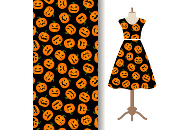 Womens dress fabric pattern with pumpkin