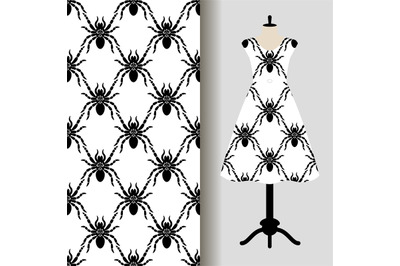 Womens dress fabric pattern with spiders