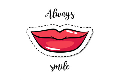 Fashion patch element smiling lips