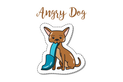 Fashion patch element angry dog