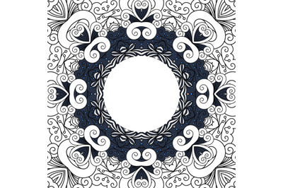 Decorative frame with line floral ornament