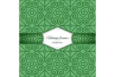 Green seamless patterns with vintage frame