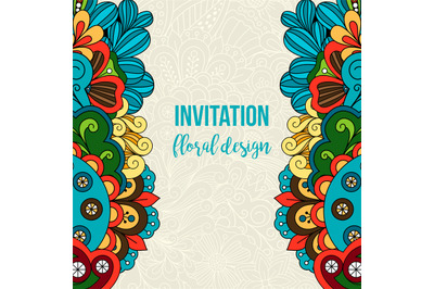 Universal invitation floral doodle ornament card