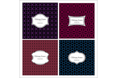 Seamless geometric vintage patterns with frame