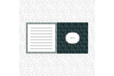 Notepad design with blue geometric pattern