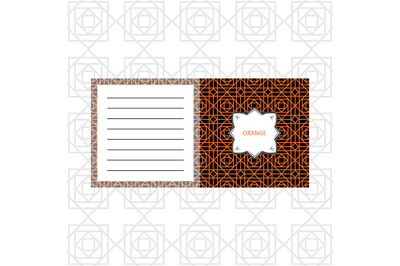 Notepad design with orange geometric pattern