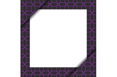 Blank paper on purple geometric pattern