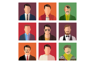 Male avatar icons in casual style