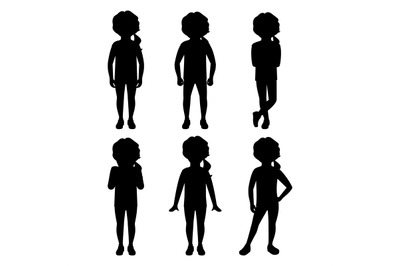 Teenage girl silhouette set