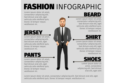 Fashion infographic with hipster man