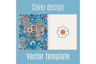 Cover design with blue floral background