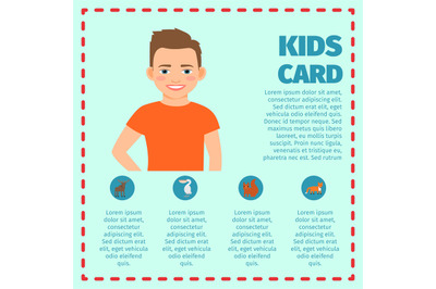 Boy in orange t-shirt infographic card