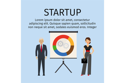 Startup infographic with business people