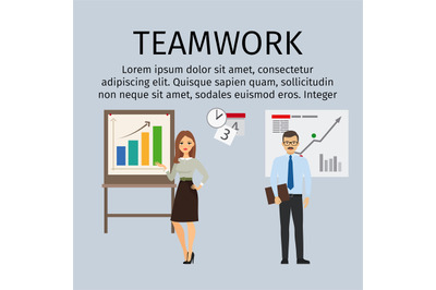 Teamwork infographic with business people