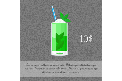 Alcoholic mojito cocktail card template